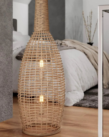 Grote vloerlamp bruin met schakelaar en 2 E27 fittingen By Rydens Seagrass - FOIR