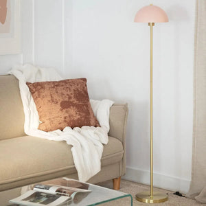Vloerlamp roze & messing vloerschakelaar E27 fitting 'Audet' 138 cm - FOIR