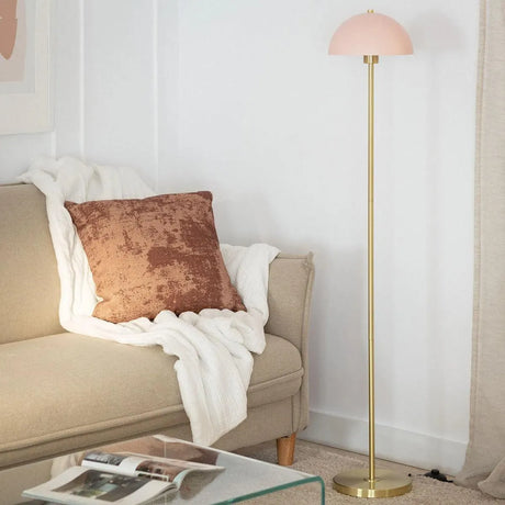Vloerlamp roze & messing vloerschakelaar E27 fitting 'Audet' 138 cm - FOIR