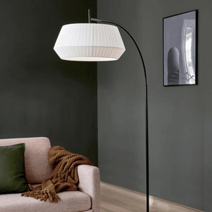 Witte vloerlamp met vloerschakelaar E27 fitting en stoffen kap Nordlux Dicte 2112414001 - FOIR