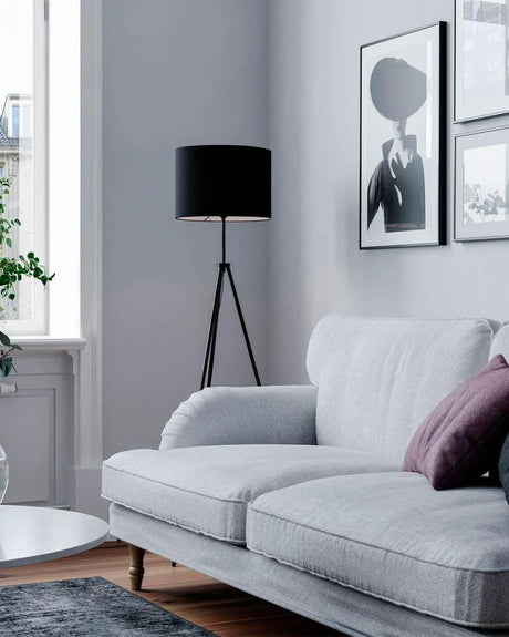 Grote vloerlamp zwart met E27 fitting en schakelaar By Rydens Rina - FOIR
