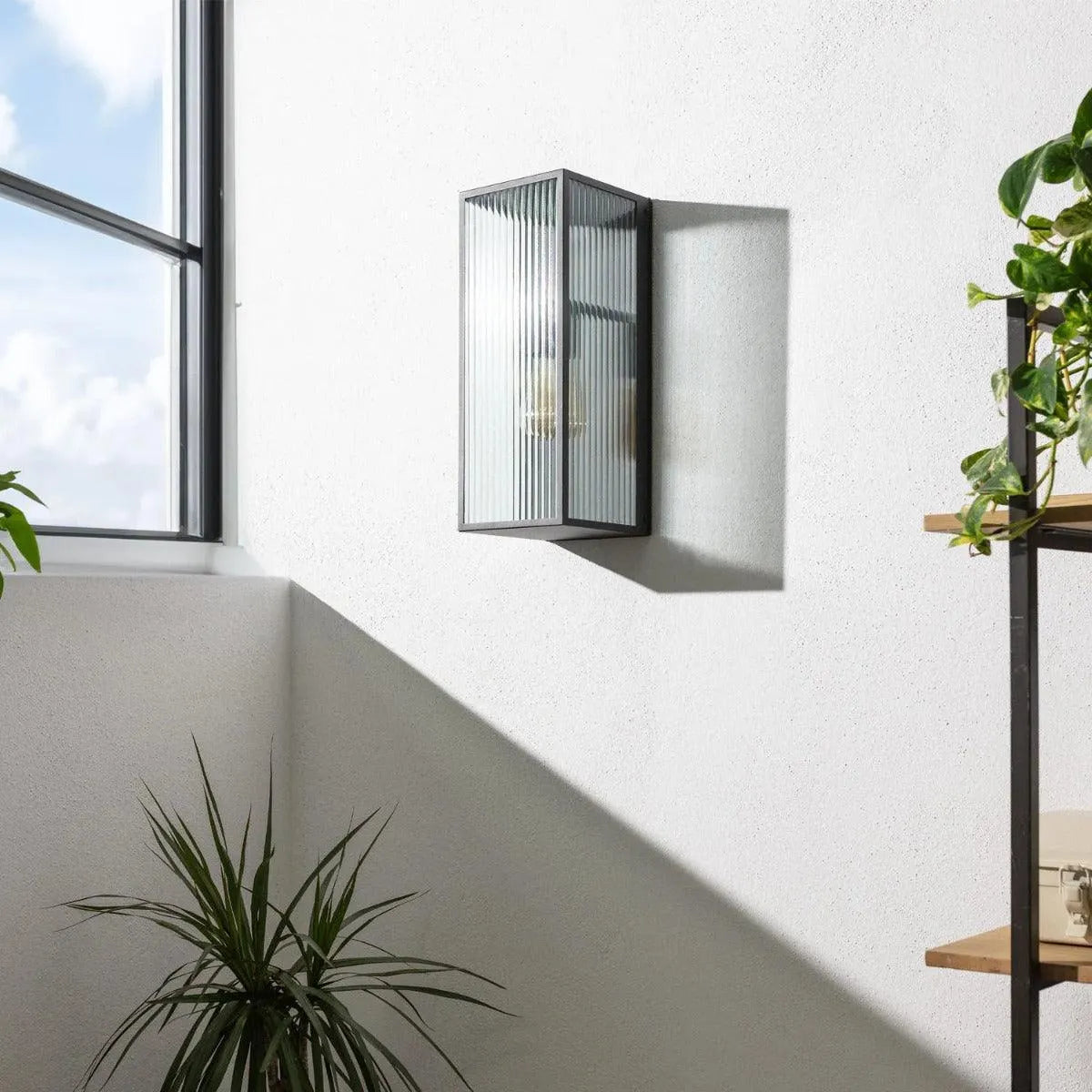 Gevelverlichting zwart met glas en E27 fitting 'Piazza' 44 cm - FOIR