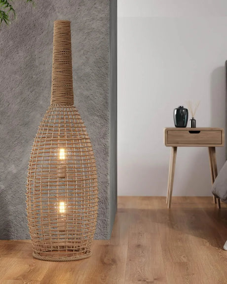 Grote vloerlamp bruin met schakelaar en 2 E27 fittingen By Rydens Seagrass - FOIR
