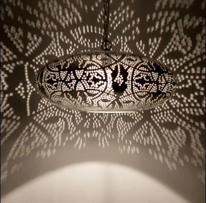 Bladzilver modern E27 fitting 450mm filigrain hanglamp e27 fitting