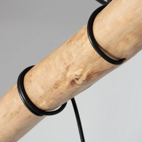Hanglamp hout balk industrieel 'Yaris' E27 fitting wit 102cm - FOIR