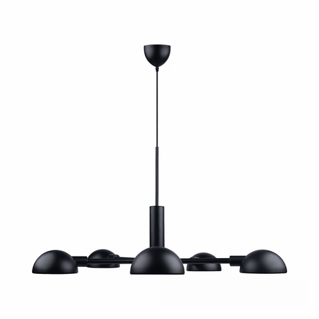 Hanglamp zwart rond 5 spots 'Nomi' e14 zwart led 71 cm - FOIR