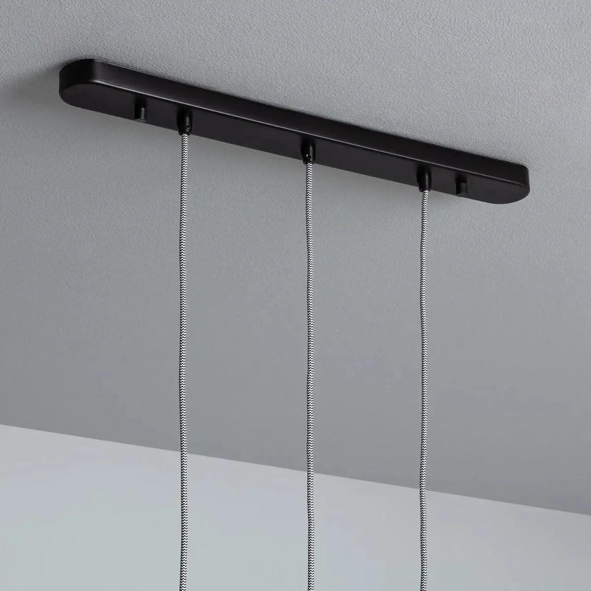Verstelbare hanglamp zwart met hout 'Jasper' 3 kappen 78 cm E27 - FOIR