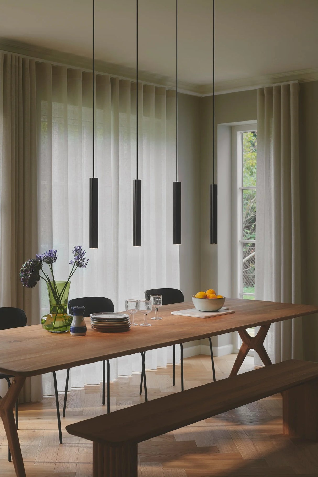 Hanglamp zwart Rails metaal Vico 4 spots