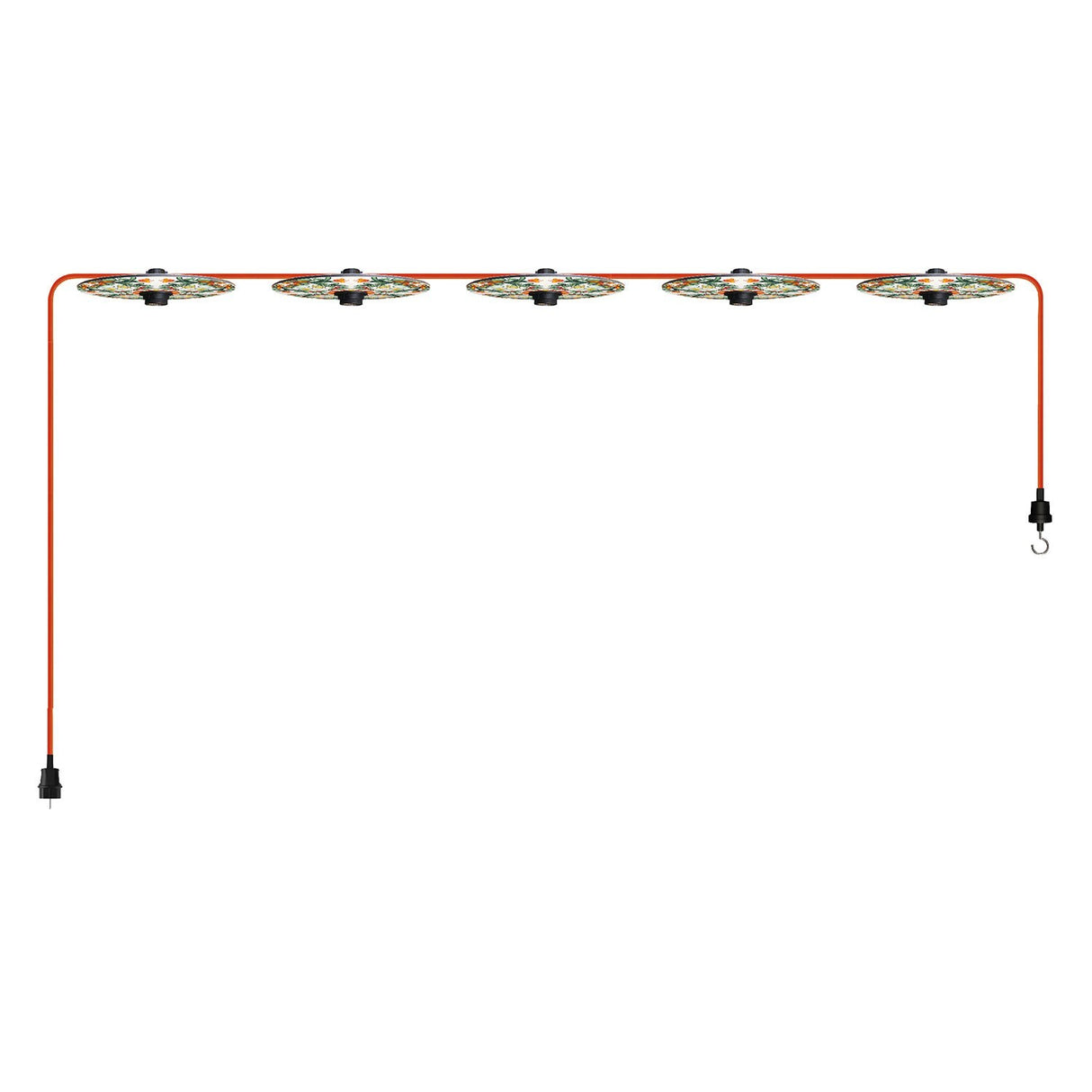 Feestverlichting met kapjes 5x e27 7.5m