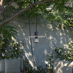Hanglamp buiten platte design kap 5 meter E27 IP65