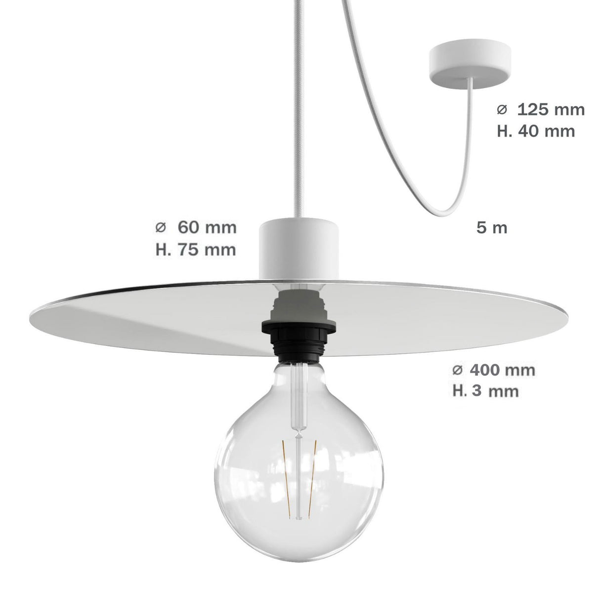 Hanglamp buiten platte kap Buitenlamp 5M kabel compleet IP65