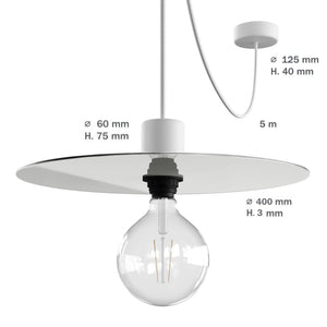 Hanglamp buiten platte kap Buitenlamp 5M kabel compleet IP65