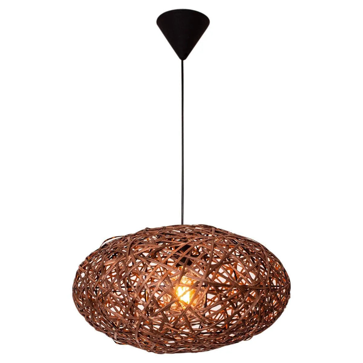 Diego hanglamp met ingebouwde E27 fitting byrydens rotan met zwarte snoer