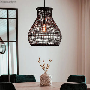 Hanglamp zwart seagrass by rydens led lamp rond zeegras lamp
 