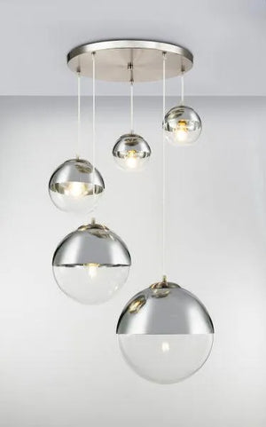Hanglamp bollen e27 fitting glazen bollen zilver design