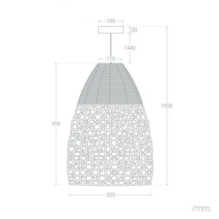 Hanglamp rotan modern 'Tinan' E27 fitting modern gevlochten led lamp 32 cm - FOIR