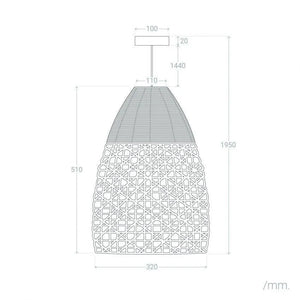 Hanglamp rotan modern 'Tinan' E27 fitting modern gevlochten led lamp 32 cm - FOIR