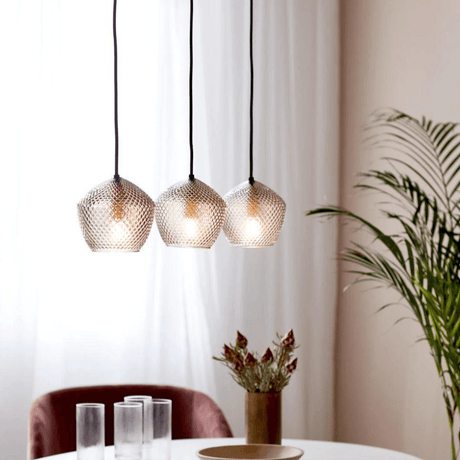 Set van 3 glazen art deco hanglampen met E14 fittingen Nordlux 'Orbiform 3-set' - FOIR