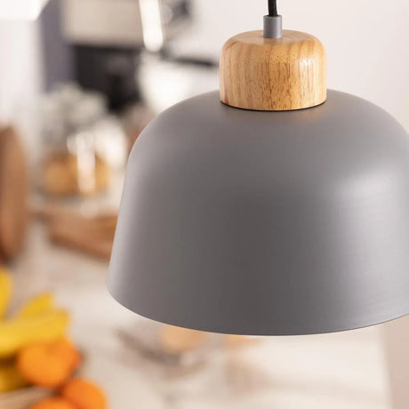 hanglamp hout metaal met ingebouwde E27 fitting 