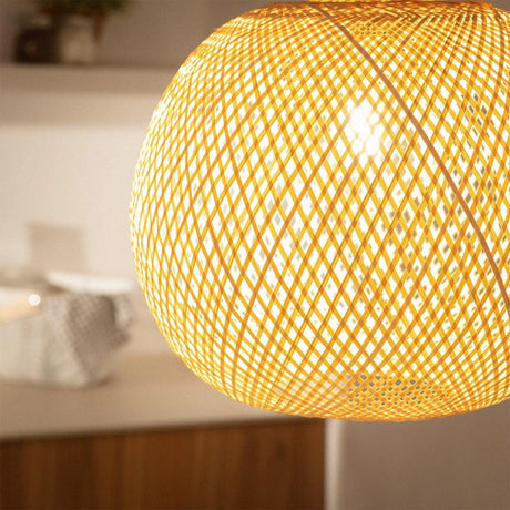 Gevlochten hanglamp rond led lamp e27 fitting