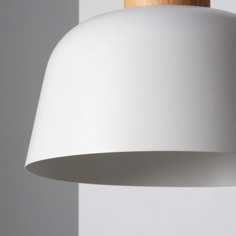 Hanglamp design 'Mawa' e27 fitting metaal hout wit 260mm - FOIR