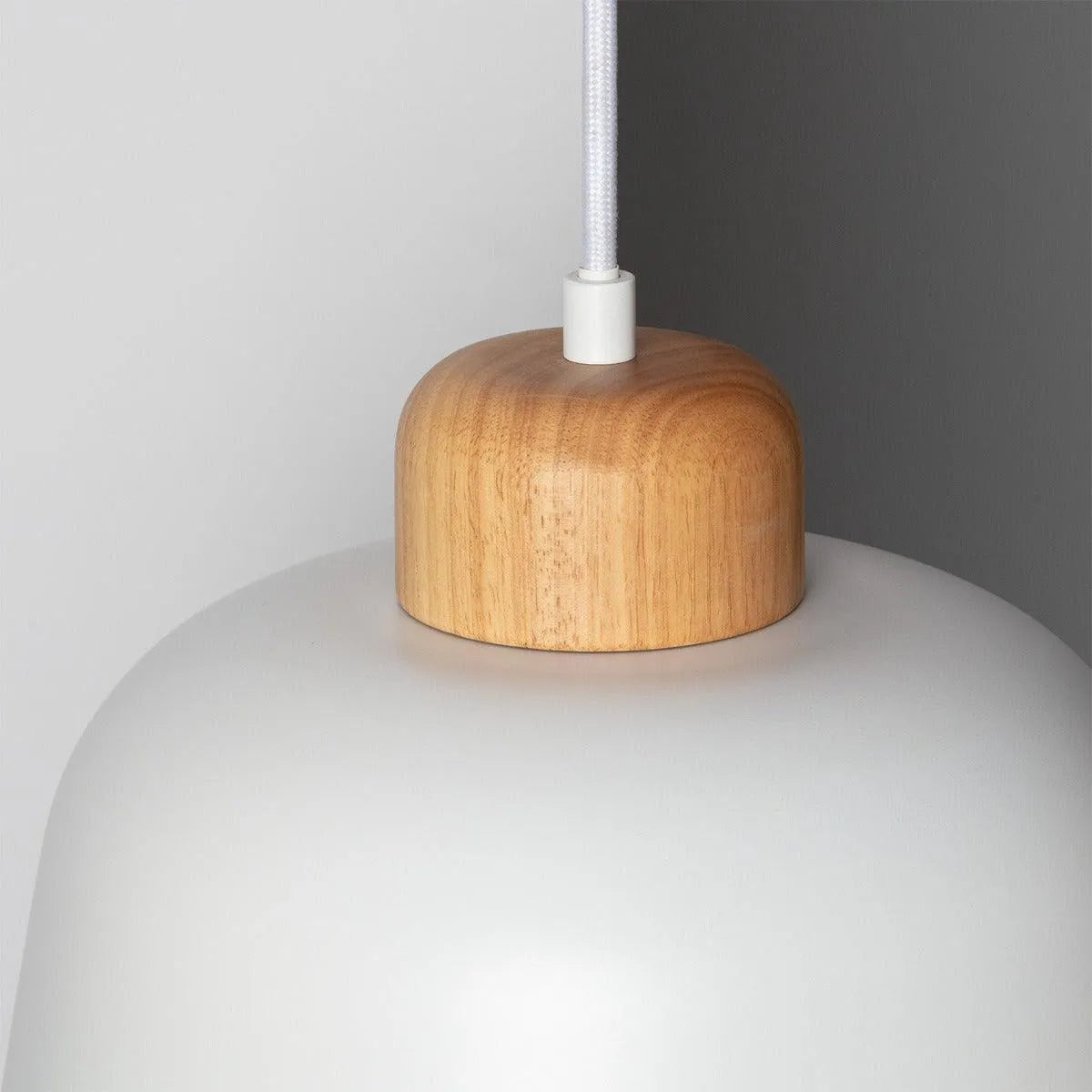 Hanglamp design 'Mawa' e27 fitting metaal hout wit 260mm - FOIR