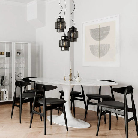 rookglas lampenkap grote hanglamp hal E27 fitting glas modern