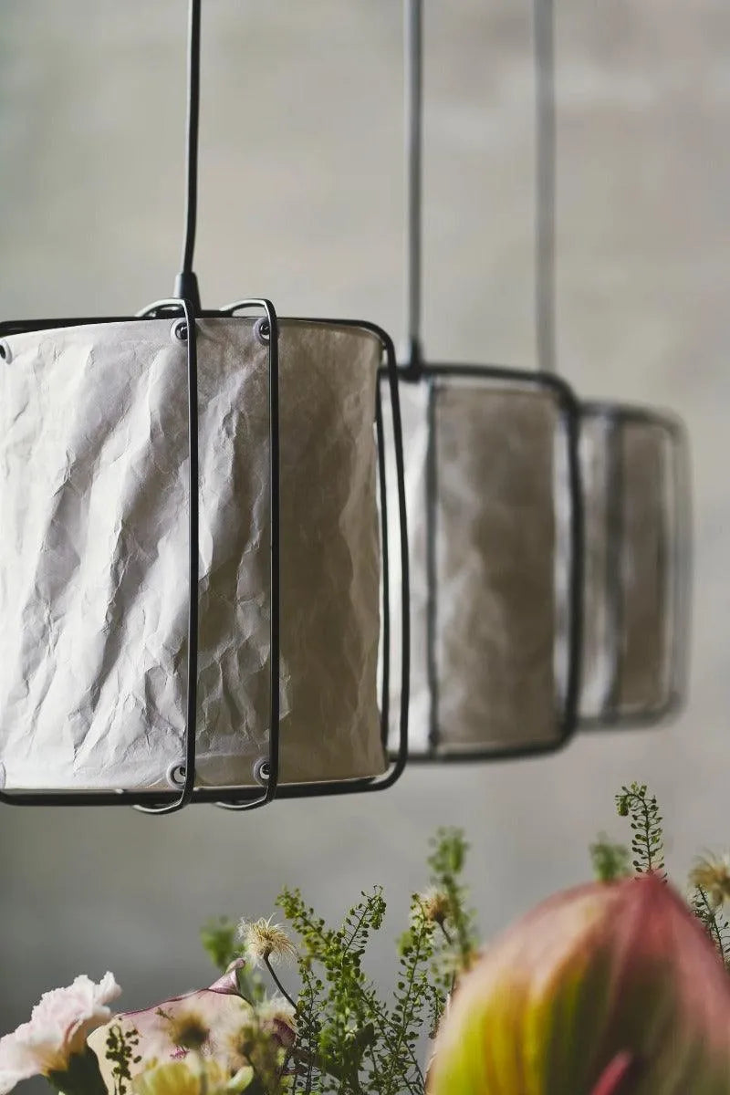 Brede hanglamp eettafel met 3 papieren kappen met E27 fittingen Nordlux Cardine - FOIR