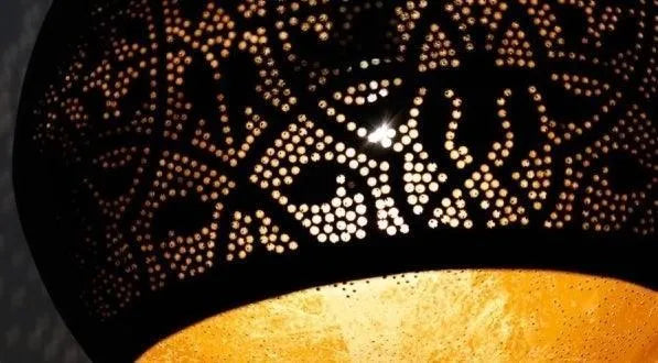 Marokkaanse filigrain hanglamp zwart goud E27 fitting oosterse hanglamp