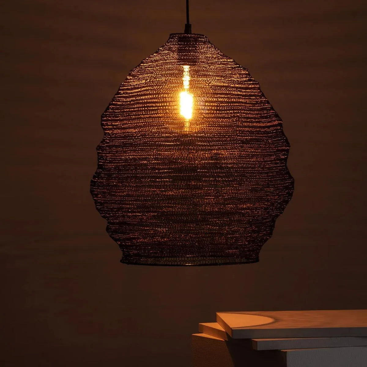 Zwarte hanglamp e27 fitting gevlochten hanglamp