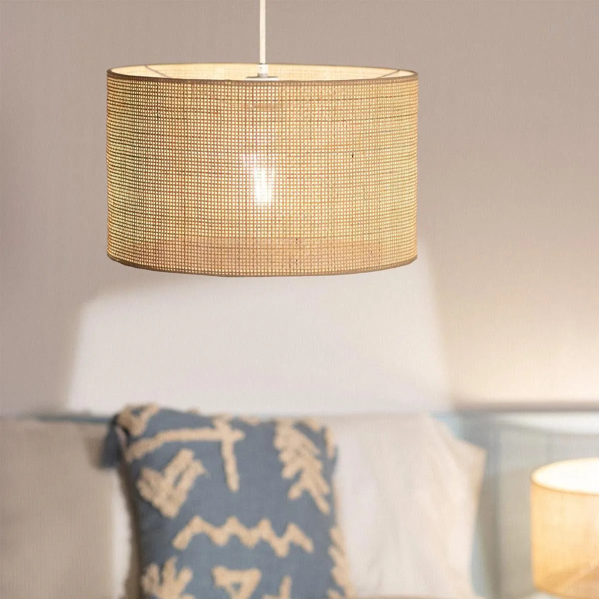 Rotan hanglamp E27 fitting gevlochten rond 