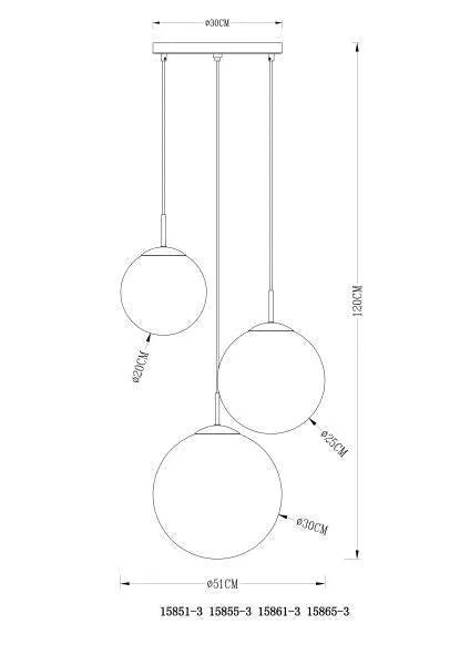Hanglamp glazen bollen modern E27 fitting gouden hanglamp