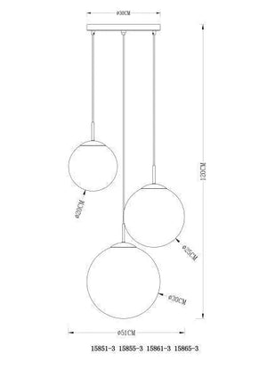 Hanglamp glazen bollen modern E27 fitting gouden hanglamp