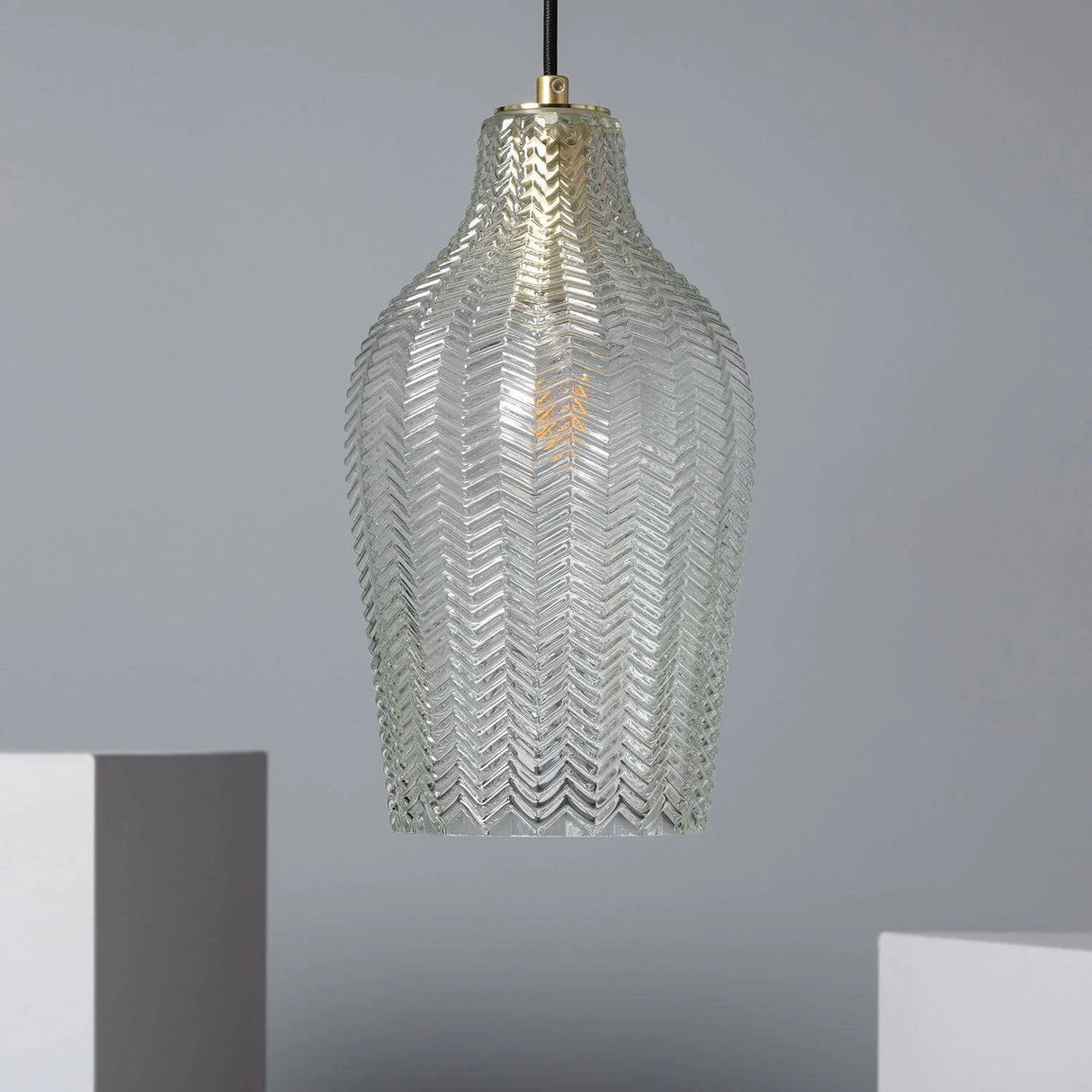 Hanglamp glas Ribbel e27 Retro goud