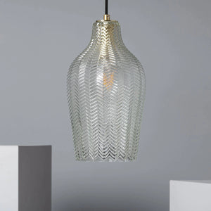 Hanglamp glas Ribbel e27 Retro goud