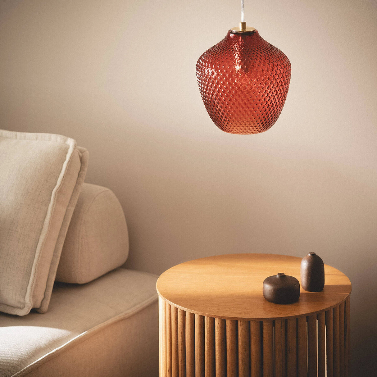 Hanglamp Rood Glas E27 rond 20 cm