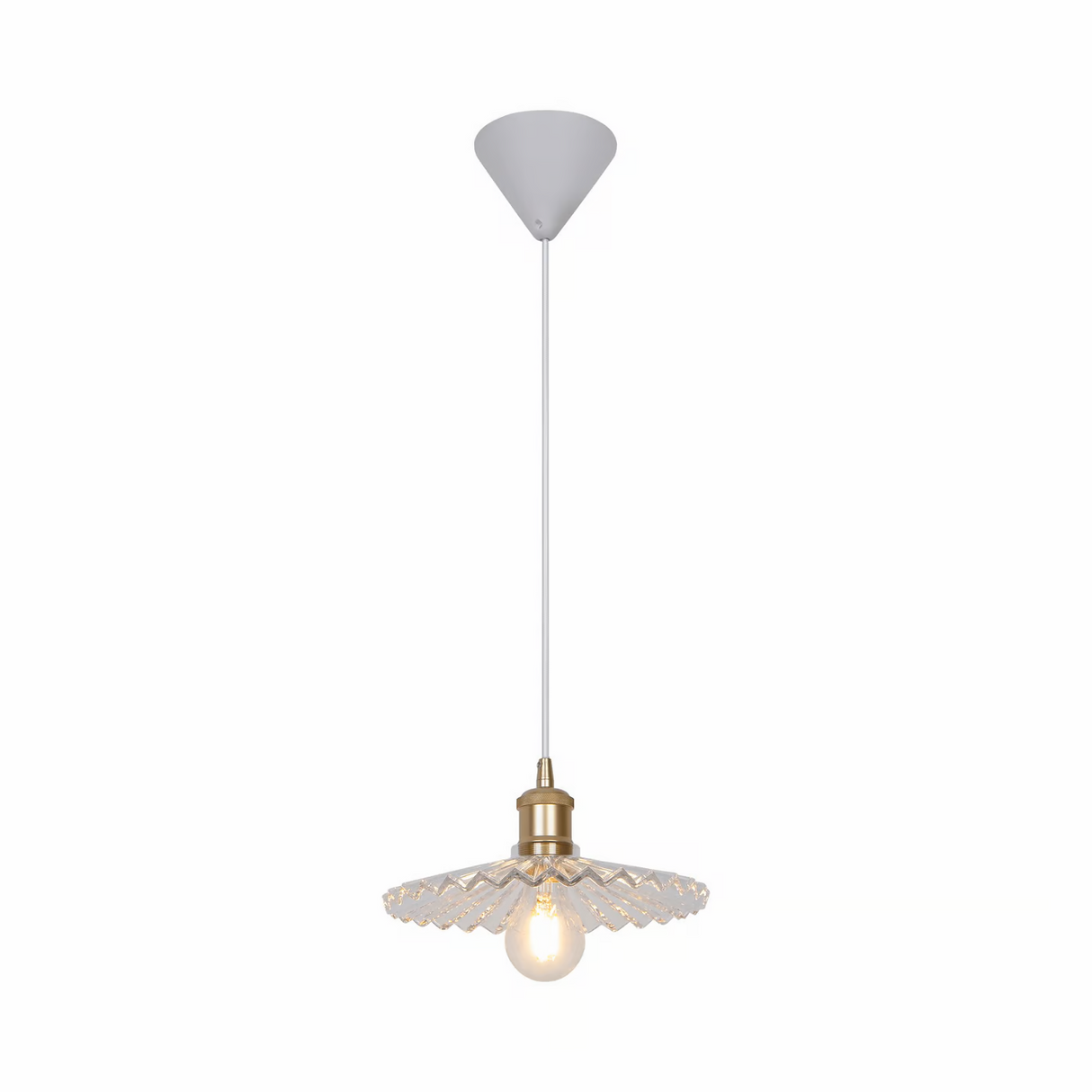 Hanglamp glas Torino E27 Ribbel 24 cm Retro