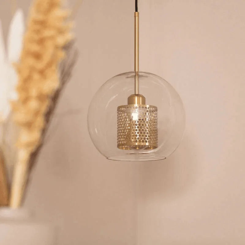 Hanglamp glas & goud met E27 fitting 'Teuvo 2' 24 cm - FOIR