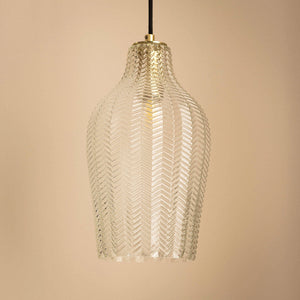 Hanglamp glas Ribbel e27 Retro goud