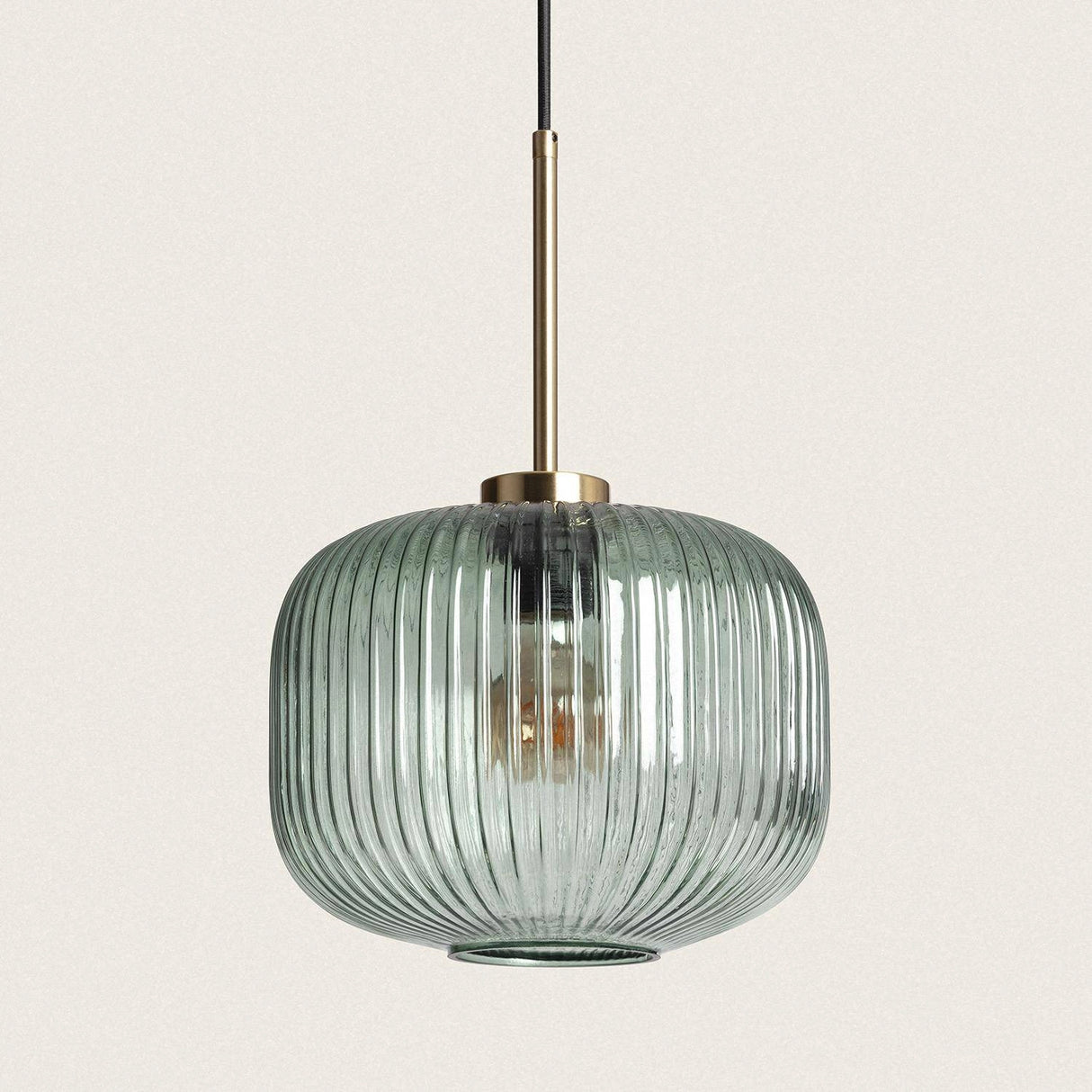 Hanglamp glas Edi ribbel rond E27 25 cm