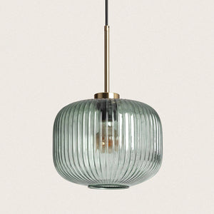 Hanglamp glas Edi ribbel rond E27 25 cm