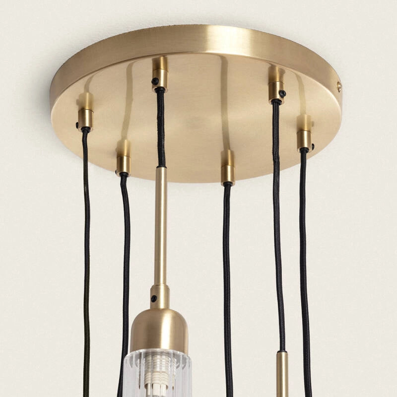 Hanglamp goud rond 6x G9 Glas rond 25 cm