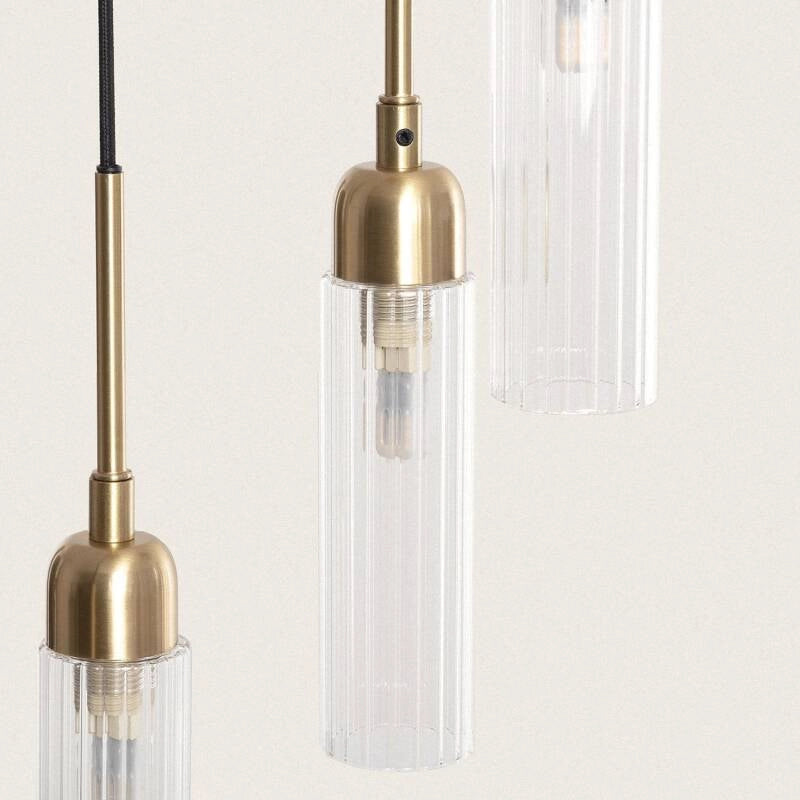 Hanglamp goud rond 6x G9 Glas rond 25 cm