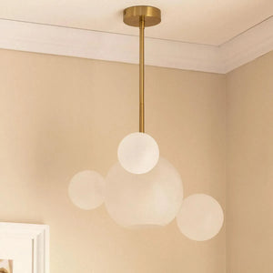 Hanglamp modern goud met opaalglas E27 fitting 'Kenji' - FOIR