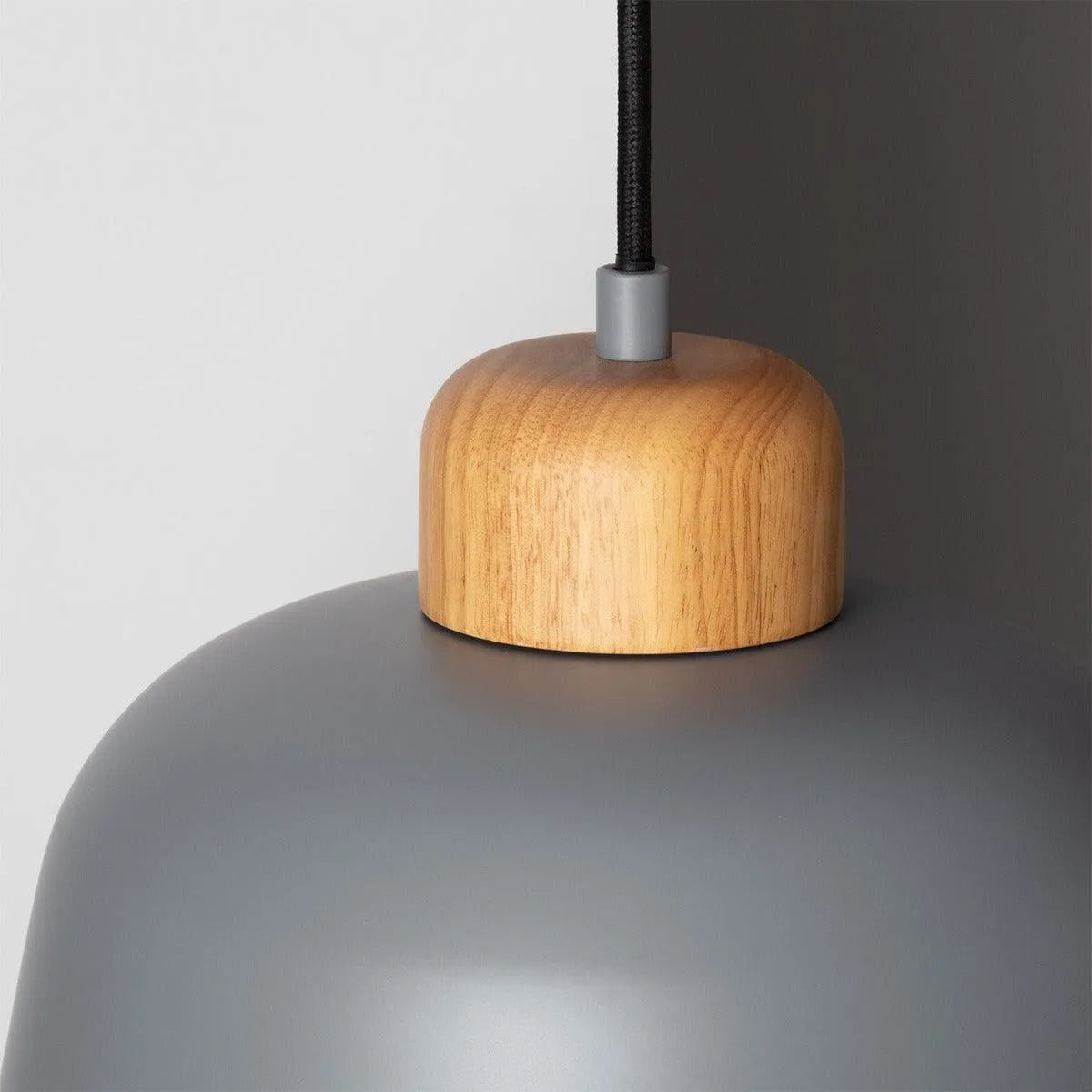 Hanglamp design 'Mawa' e27 fitting metaal hout grijs 260mm - FOIR