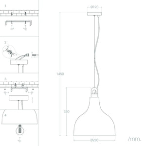 Hanglamp wit modern 'Lupa' E27 fitting hout 280mm - FOIR