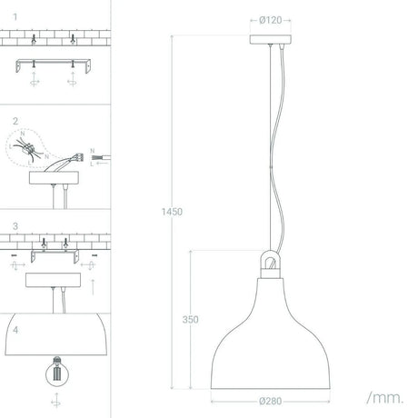 Hanglamp wit modern 'Lupa' E27 fitting hout 280mm - FOIR