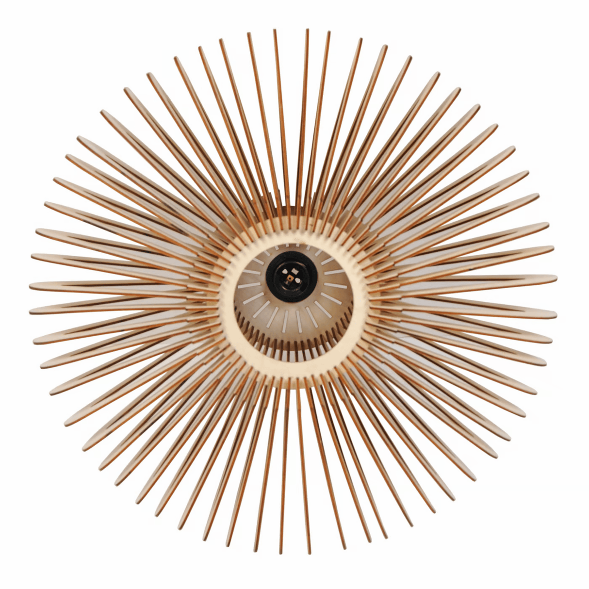 Hanglamp hout groot 'Manago' rond design e27 50cm - FOIR