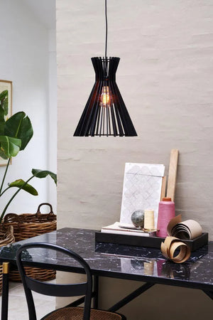 Houten hanglamp zwart 'Groa' Nordlux rond 35 cm - FOIR