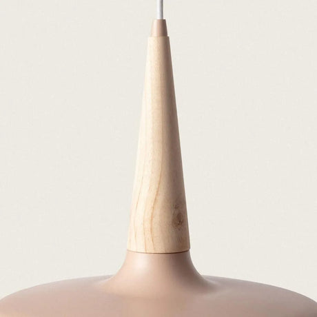 Hanglamp beige hout en metaal met E27 fitting 'Russel' - FOIR
